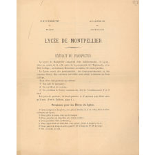 Lycée de Montpellier. Extrait du prospectus.