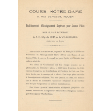Cours Notre-Dame. Établissement d'Enseignement Secondaire et Supérieur pour jeunes filles.