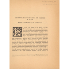 Les statuts du collège de Hubant à Paris. Manuscrit des Archives nationales.