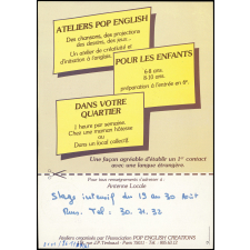 Pop English. Ateliers d'anglais pour enfants.