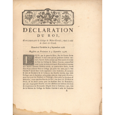 Déclaration du Roi, Concernant le Collège de Maître-Gervais, réuni à celui de Louis-le-Grand.