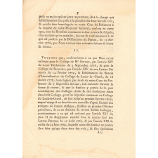 Lettres patentes du Roi, Confirmatives de différentes Délibérations prises par le Bureau d'Administration du Collège de Louis-le-Grand.