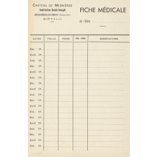 Fiche médicale de l'élève.