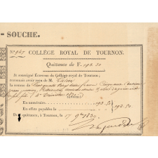 Collège royal de Tournon. 2 quittances.