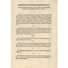A la communauté de Laon, établie rue & montagne Sainte Geneviève, au-dessus des Carmes, à Paris.Tarifs.