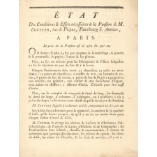 Etat Des Conditions & Effets nécessaires à la Pension de M. Coutier, rue de Picpus, Fauxbourg S. Antoine, à Paris.