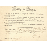 Collège de Troyes. Reçu. 