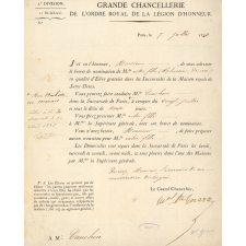 Lettre accompagnant le brevet de nomination d'une élève gratuite dans les succursales de la Maison royale de Saint-Denis. 
