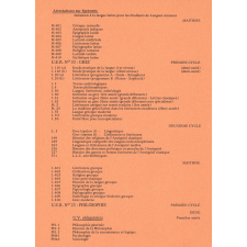 Université de Paris - Sorbonne (Lettres et civilisations). Guide de l'Étudiant 1er cycle et 2e cycle - Année Universitaire 1974-1975.