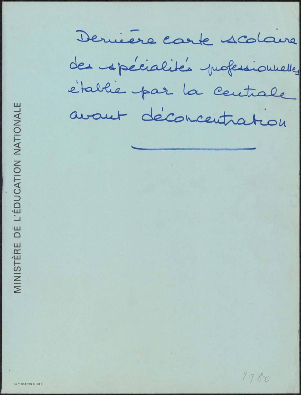 Liste descriptive des sections professionnelles. 