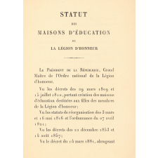 Statut des Maisons d'Éducation de la Légion d'Honneur.