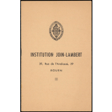 Prospectus de l'Institution Join-Lambert à Rouen. 