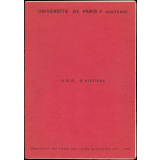 U.E.R. d'Histoire. Université de Paris X - Nanterre. Organisation des études pour l'année universitaire 1971-1972.  
  
