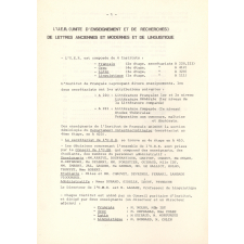 U.E.R. de Lettres anciennes et modernes et de Linguistique. Université de Paris X - Nanterre. Livret de l'étudiant.  1973-1974.
