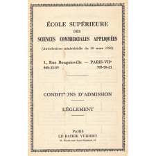 École Supérieure des Sciences Commerciales Appliquées. Conditions d'admission. Règlement.
