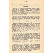 École des Techniciens du Commerce extérieur. Etablissement d'Enseignement Technique Supérieur.  Conditions d'admission. Programme des études.