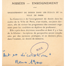 Modification du programme du concours de recrutement des professeurs enseignant le dessin dans les écoles de la ville de Paris. 