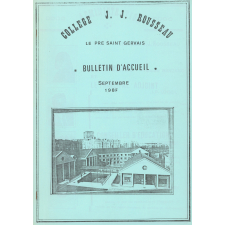 Collège J.J. Rousseau Le Pré Saint Gervais. Bulletin d'accueil septembre 1987.