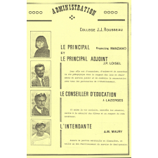 Collège J.J. Rousseau Le Pré Saint Gervais. Bulletin d'accueil septembre 1987.