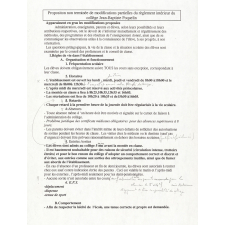 Proposition non terminée de modifications partielles du règlement intérieur du collège Jean-Baptiste Poquelin.