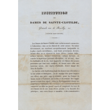 Institution des dames de Sainte-Clotilde. Prospectus. 