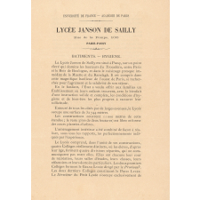 Université de France - Académie de Paris - Lycée Janson de Sailly - Rue de la Pompe, 106 - Paris-Passy - Prospectus - Avril 1894