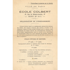 Ville de Paris, École Colbert, 27, Rue de Château-Landon, Paris (Xe Arrt) : Organisation de l'enseignement