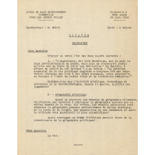 Ecole de Haut Enseignement Commercial pour les Jeunes Filles. Sujets d'examen de fin de 2ème Année. 1935.