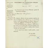Lettre de nomination d'un enseignant au lycée Bonaparte. 