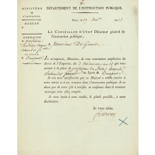 Lettre de nomination d'un enseignant au lycée Bonaparte.