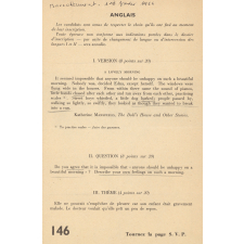 Baccalauréat. Sujets (1964 et 1965). 