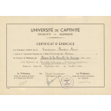 Université de captivité - Oflag IV D - Allemagne - Certificat d'exercice.