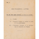 Baccalauréat. Sujets de philosophie. 