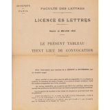 Université de Paris. Faculté des Lettres. Session de mai-juin 1945. Calendrier des examens. 