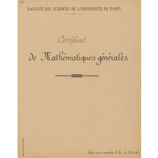 Faculté des sciences de l'Université de Paris. Convocations et sujets d'examens. 1942 et 1944.