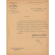Candidature à un concours de recrutement des Chemins de fer de l'Etat. 