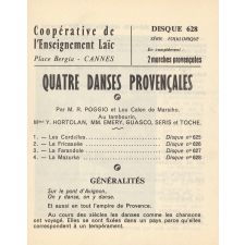 Danses et airs de provence. La mazurka. .