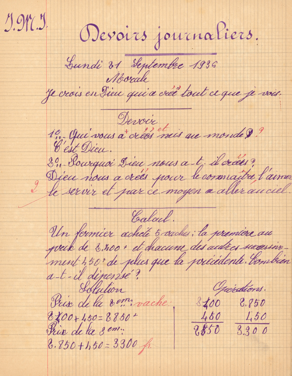 Cahier journalier