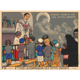 Tableau mural. N° 34. 4e commandement de l'Eglise. La communion des petits enfants.