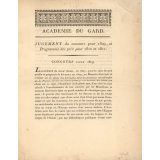Académie du Gard. Jugement du concours pour 1809, et Programme des prix pour 1810 et 1811.