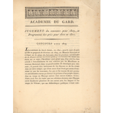 Académie du Gard. Jugement du concours pour 1809, et Programme des prix pour 1810 et 1811.