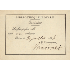 Bibliothèque Royale. Imprimés. Laissez passer.
