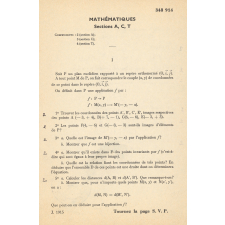 Examen probatoire pour passer en 1ère. Sujets de mathématiques (1952 à 1964). 