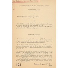 Examen probatoire pour passer en 1ère. Sujets de mathématiques (1952 à 1964). 