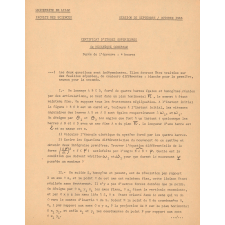 Certificats d'Etudes Supérieures. Université de Lille, Faculté des sciences. Session de mai-juin 1967.
  