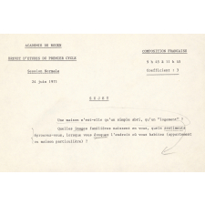 Sujet d'examen. Brevet d'Etudes du Premier Cycle. 