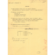 Sujet d'examen. Concours d'entrée en 1ère année des Ecoles Normales. 