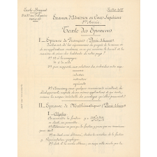 École Breguet, examen d'admission en cours supérieur 1ère année : texte des épreuves