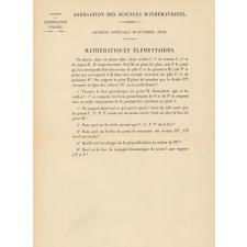 Agrégation des Sciences Mathématiques. Session spéciale d'octobre 1919 : mathématiques élémentaires