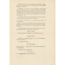 Agrégation des Sciences Mathématiques. Session spéciale d'octobre 1919 : problème de calcul différentiel et intégral